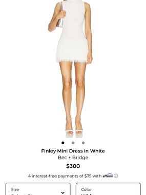 bec + bridge Sleeveless Fringe Hem Mini Dress in White